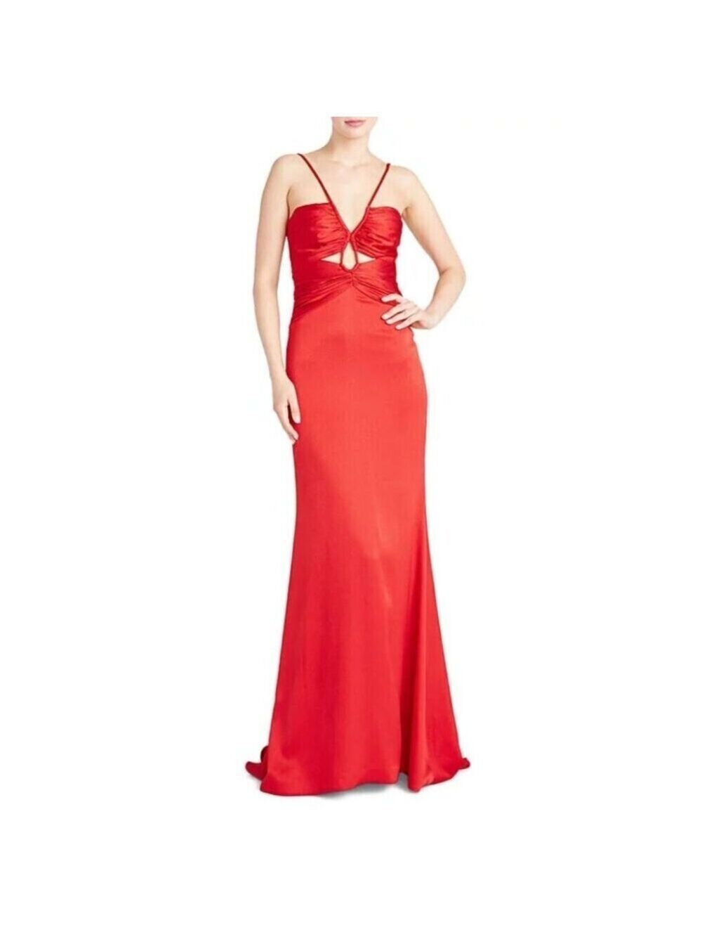 NWT ML Monique Lhuillier Sleeveless Satin Gown Red Size 10